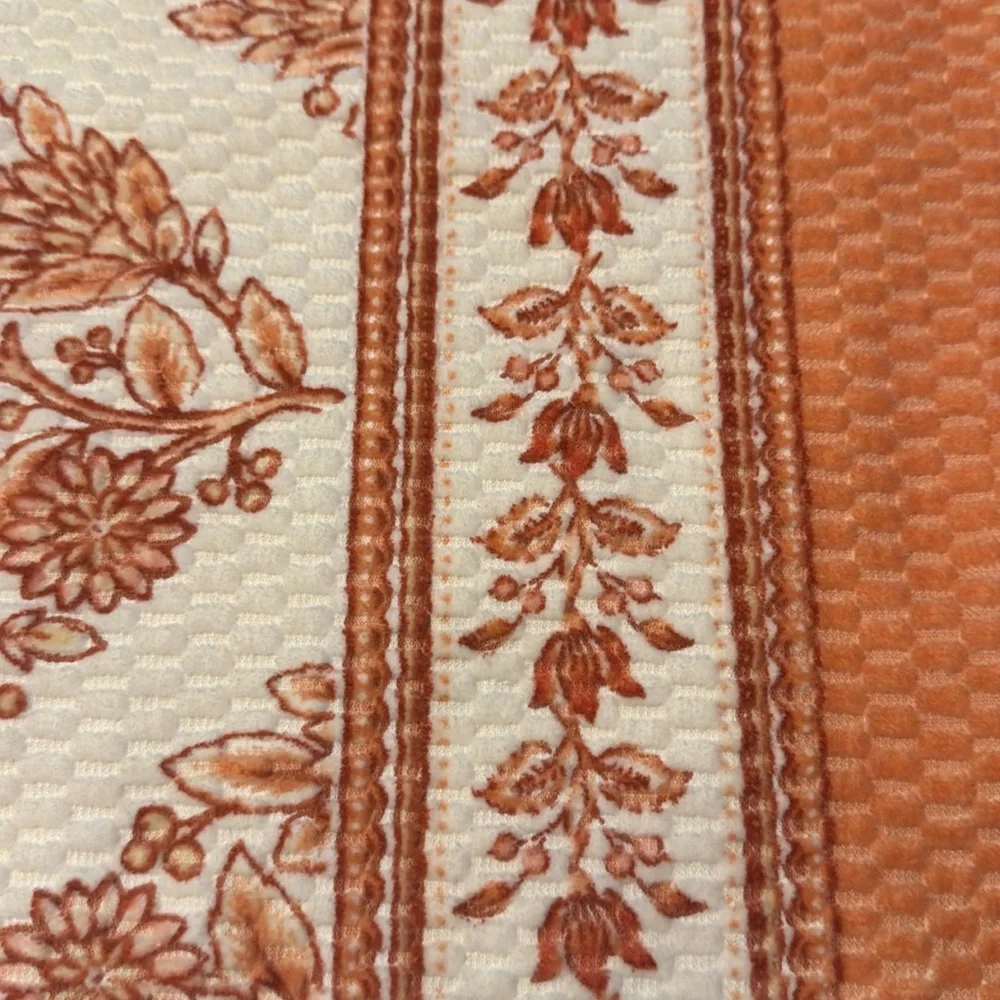 2pc CARO HOME 100% Cotton Printed Velour Bath Towel Set - Coral/Rust/Cream